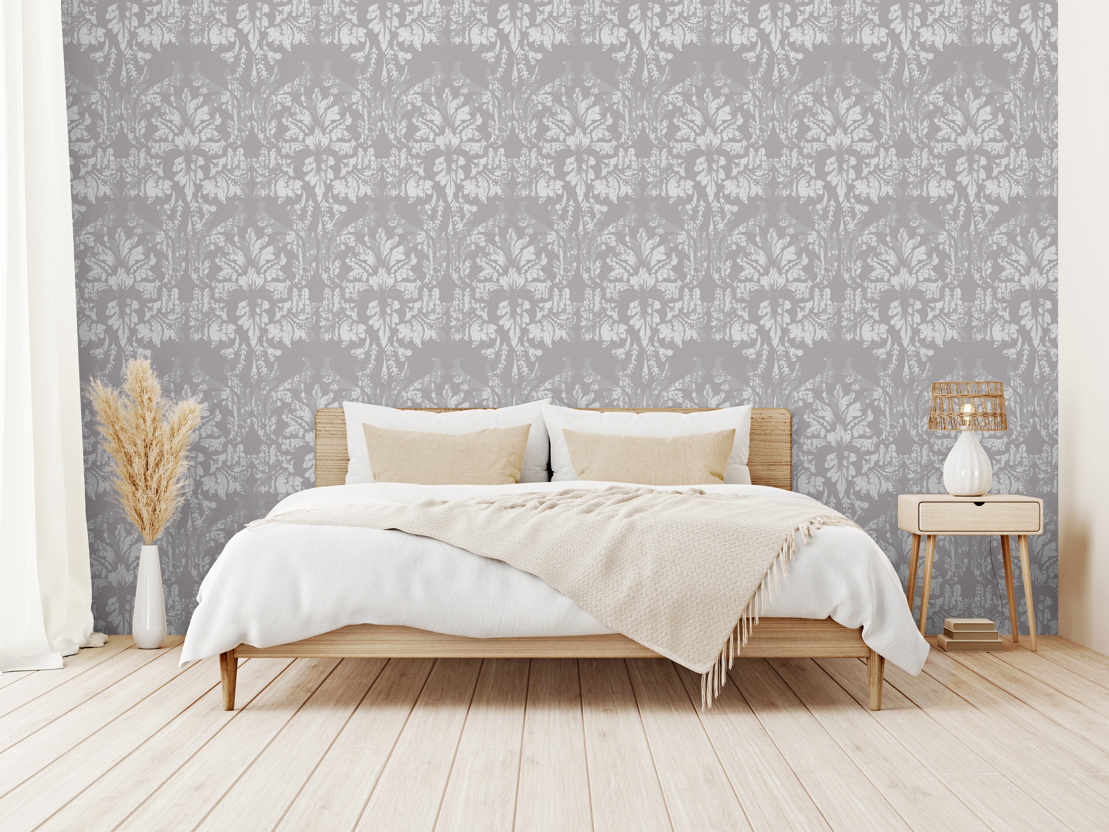 Papel pintado vinílico adhesivo Wallplas Valencia gris