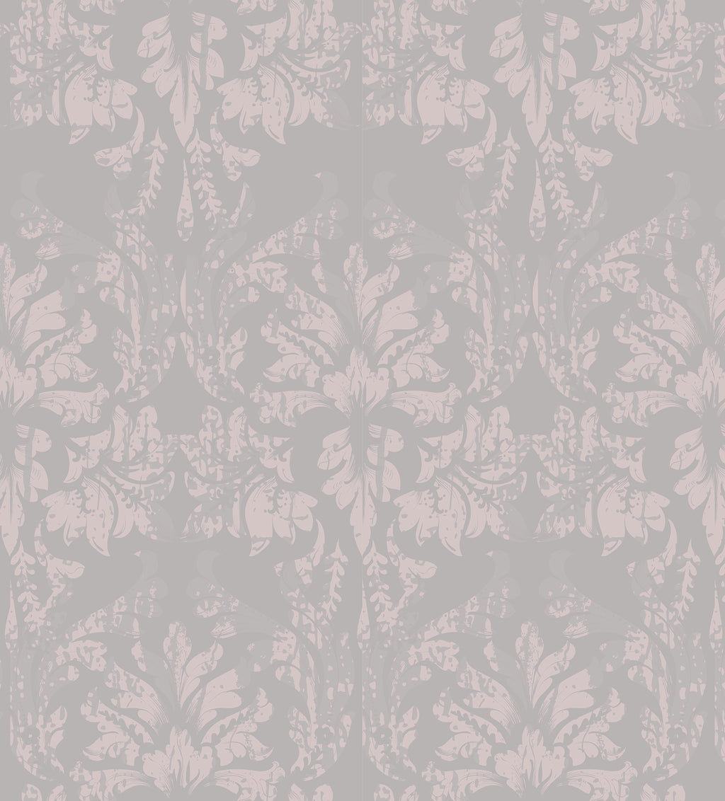 Papel pintado vinílico adhesivo Wallplas Valencia gris/violeta