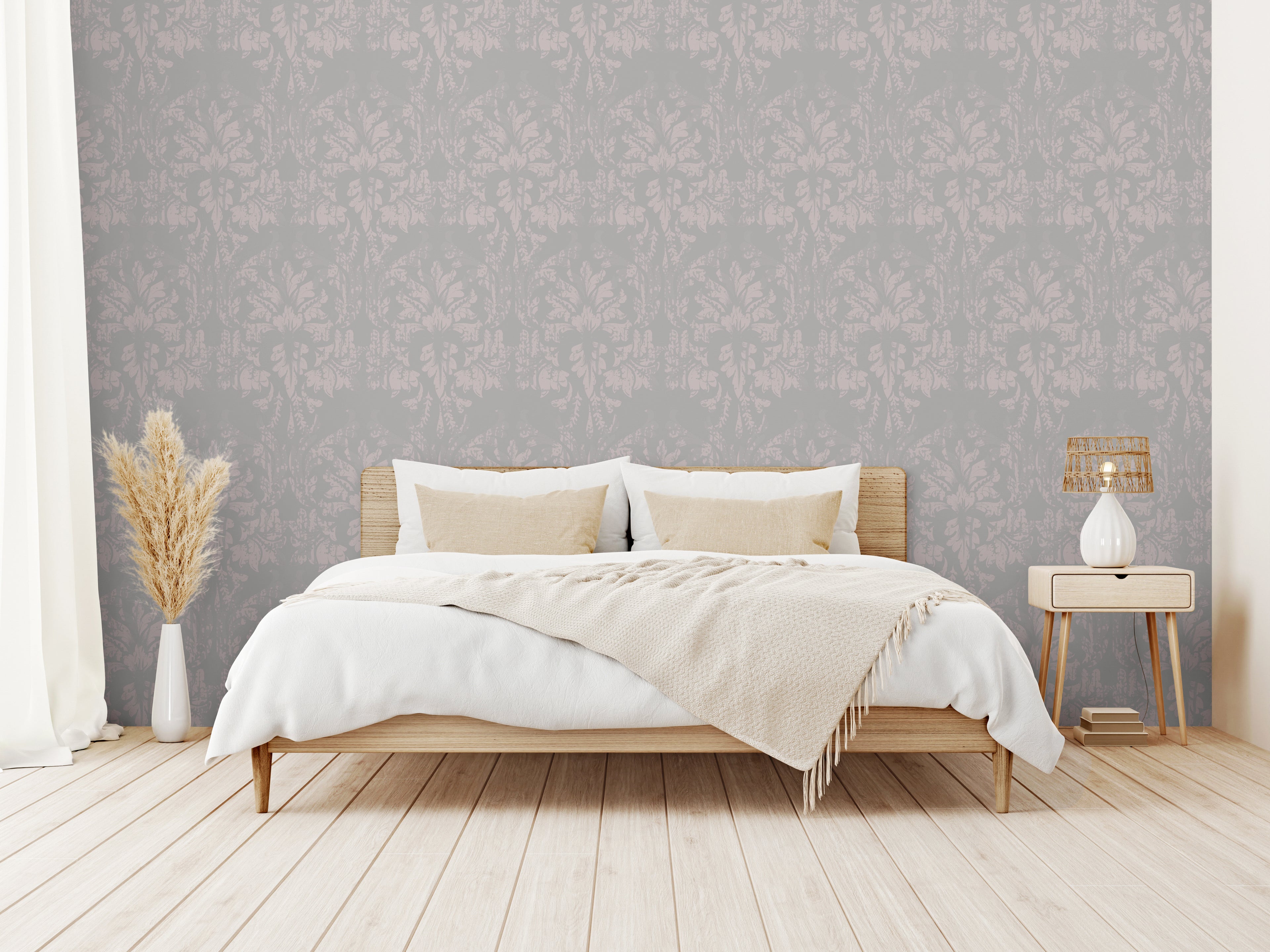 Papel pintado vinílico adhesivo Wallplas Valencia gris/violeta