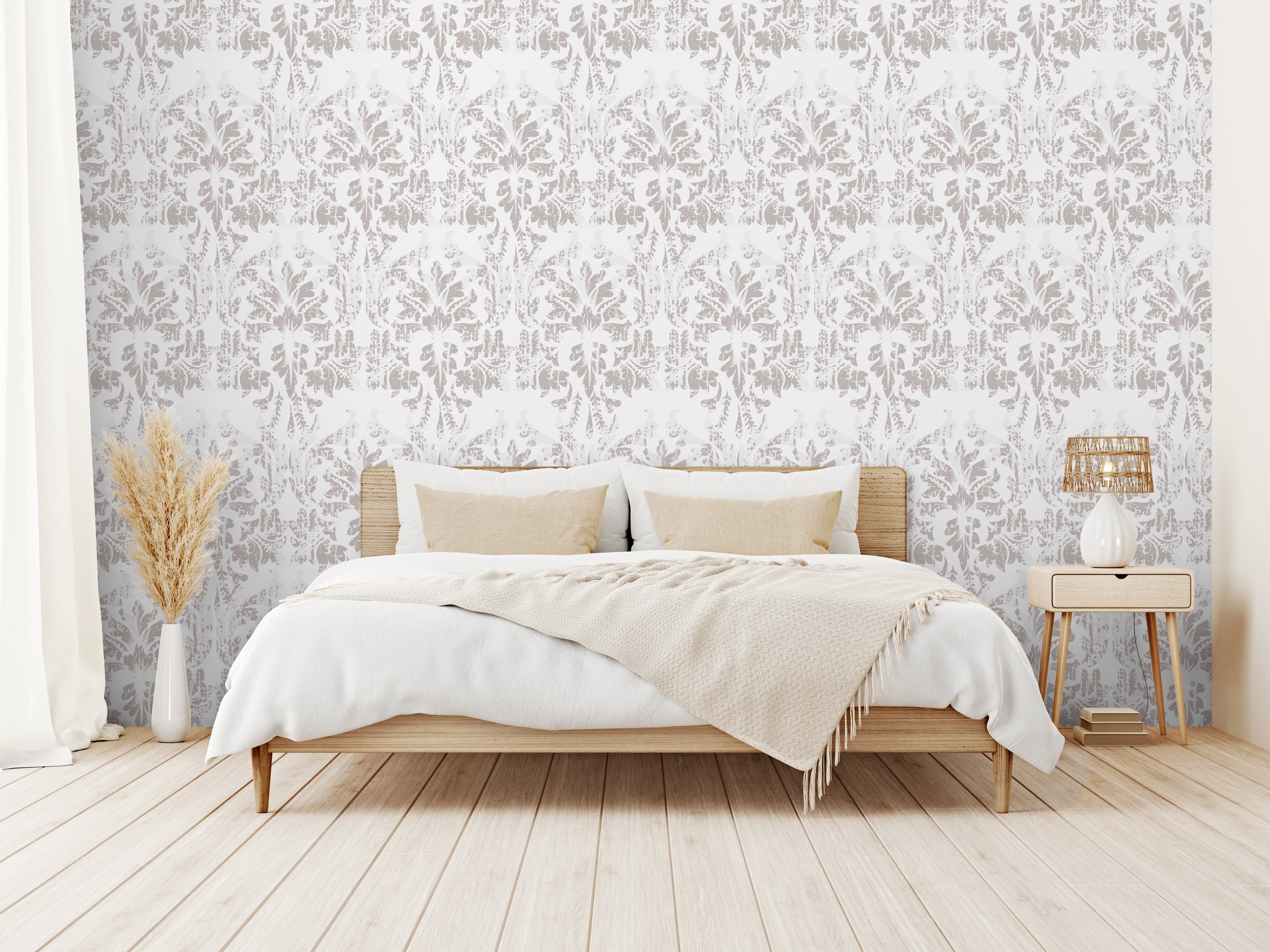 Papel pintado vinílico adhesivo Wallplas Valencia blanco/beige