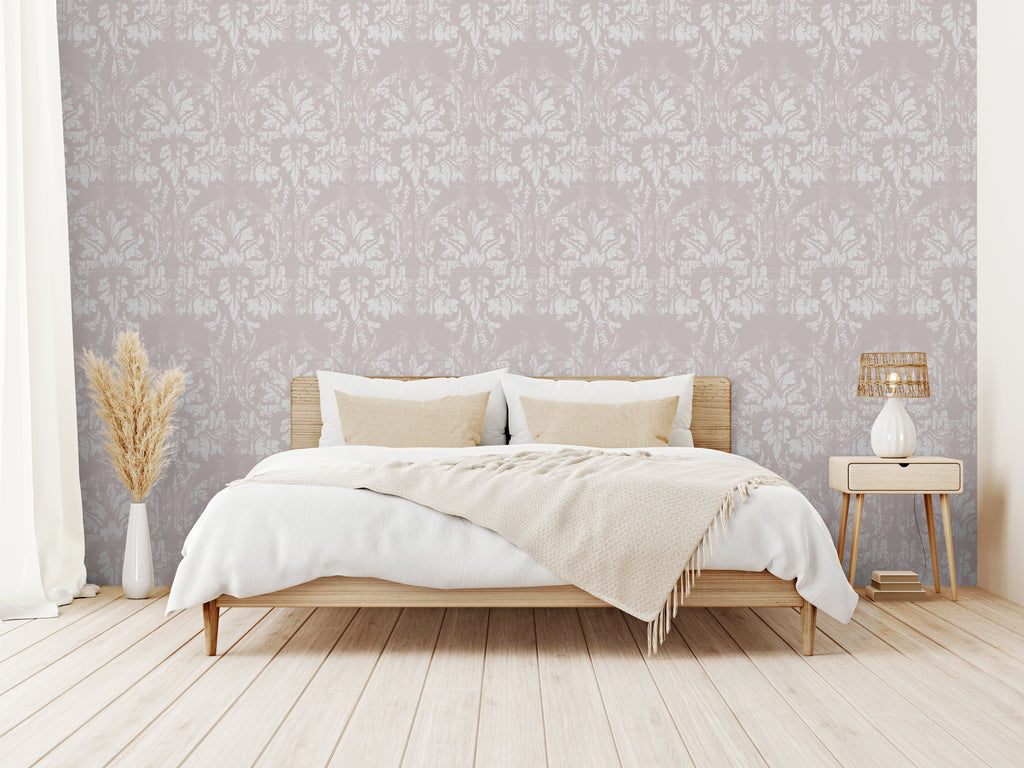 Papel pintado vinílico adhesivo Wallplas Valencia beige/blanco