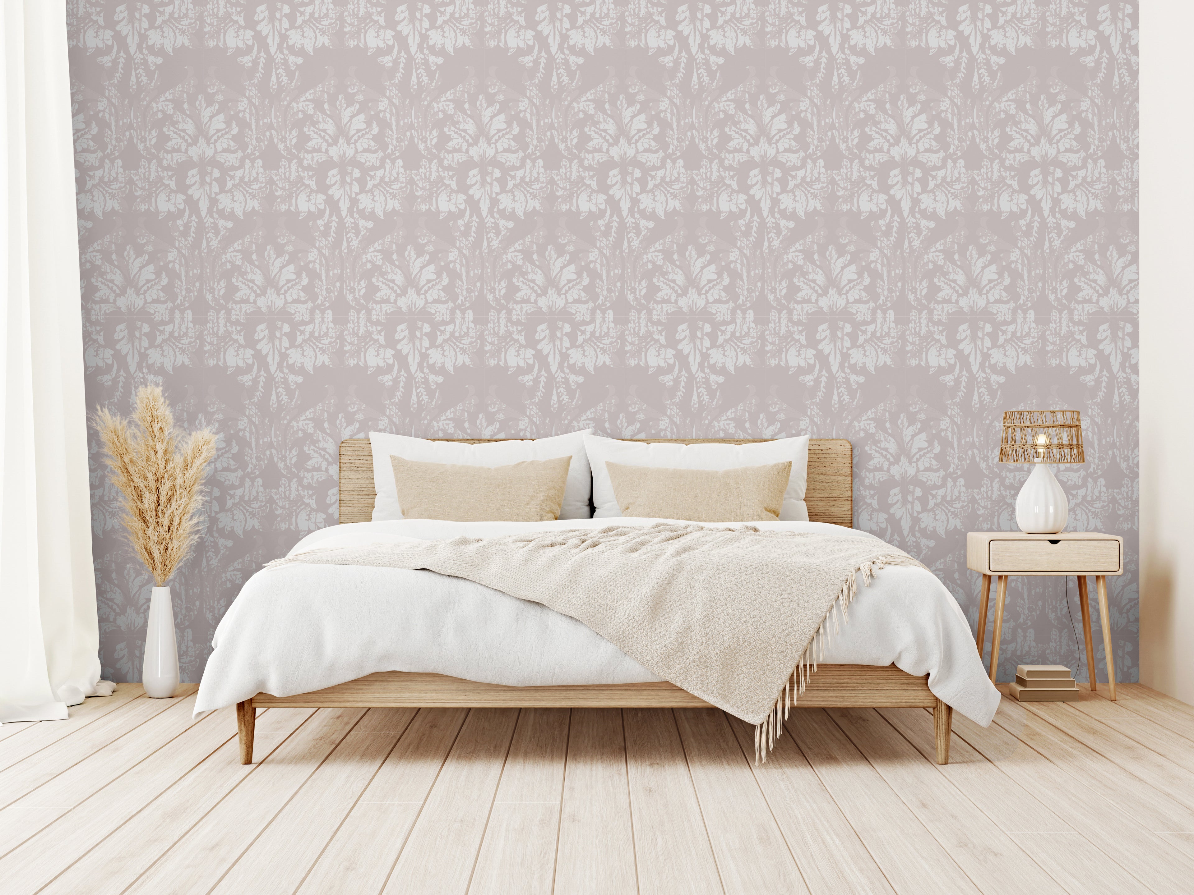 Papel pintado vinílico adhesivo Wallplas Valencia beige/blanco