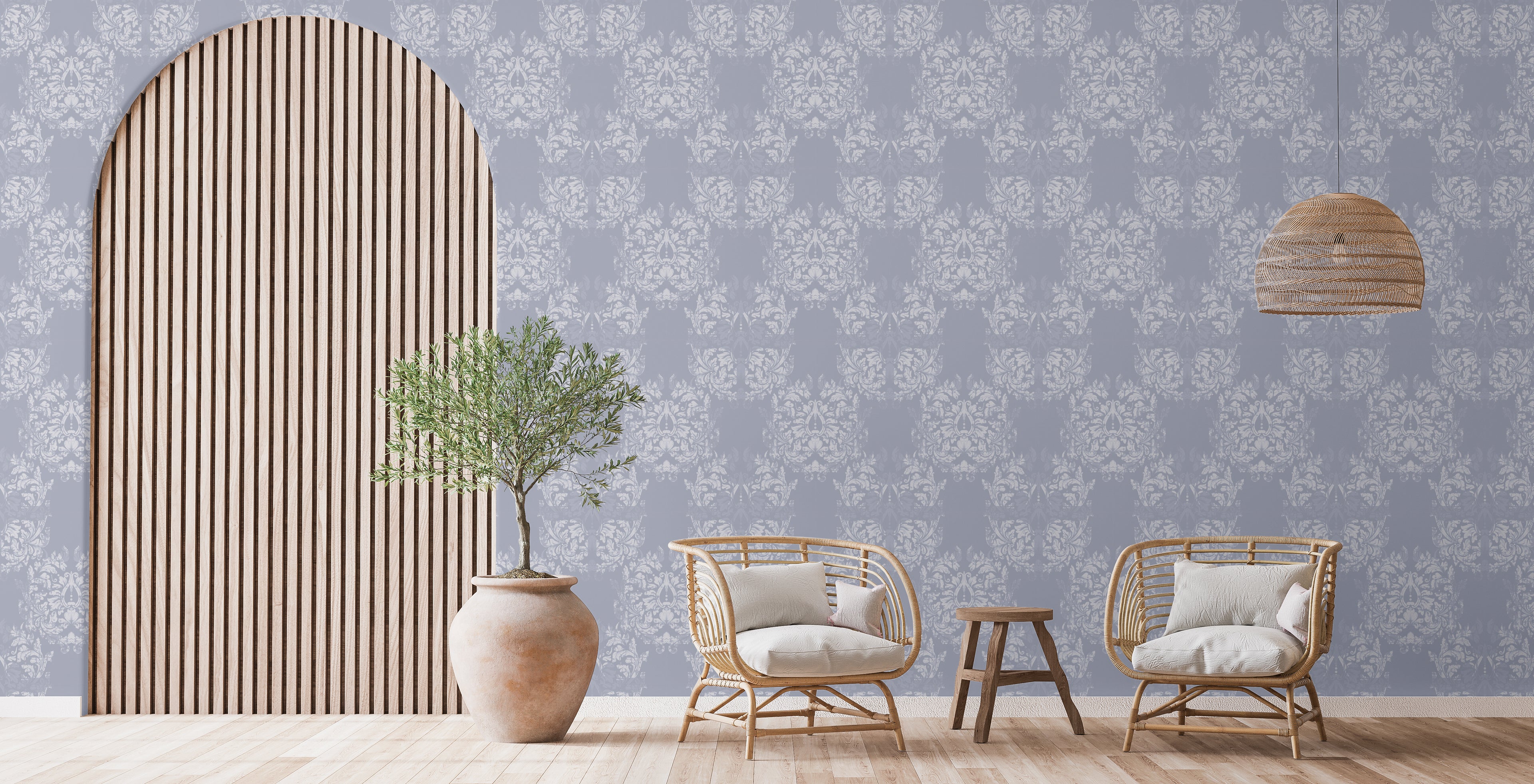 Papel pintado vinílico adhesivo Wallplas Castellon azul/gris