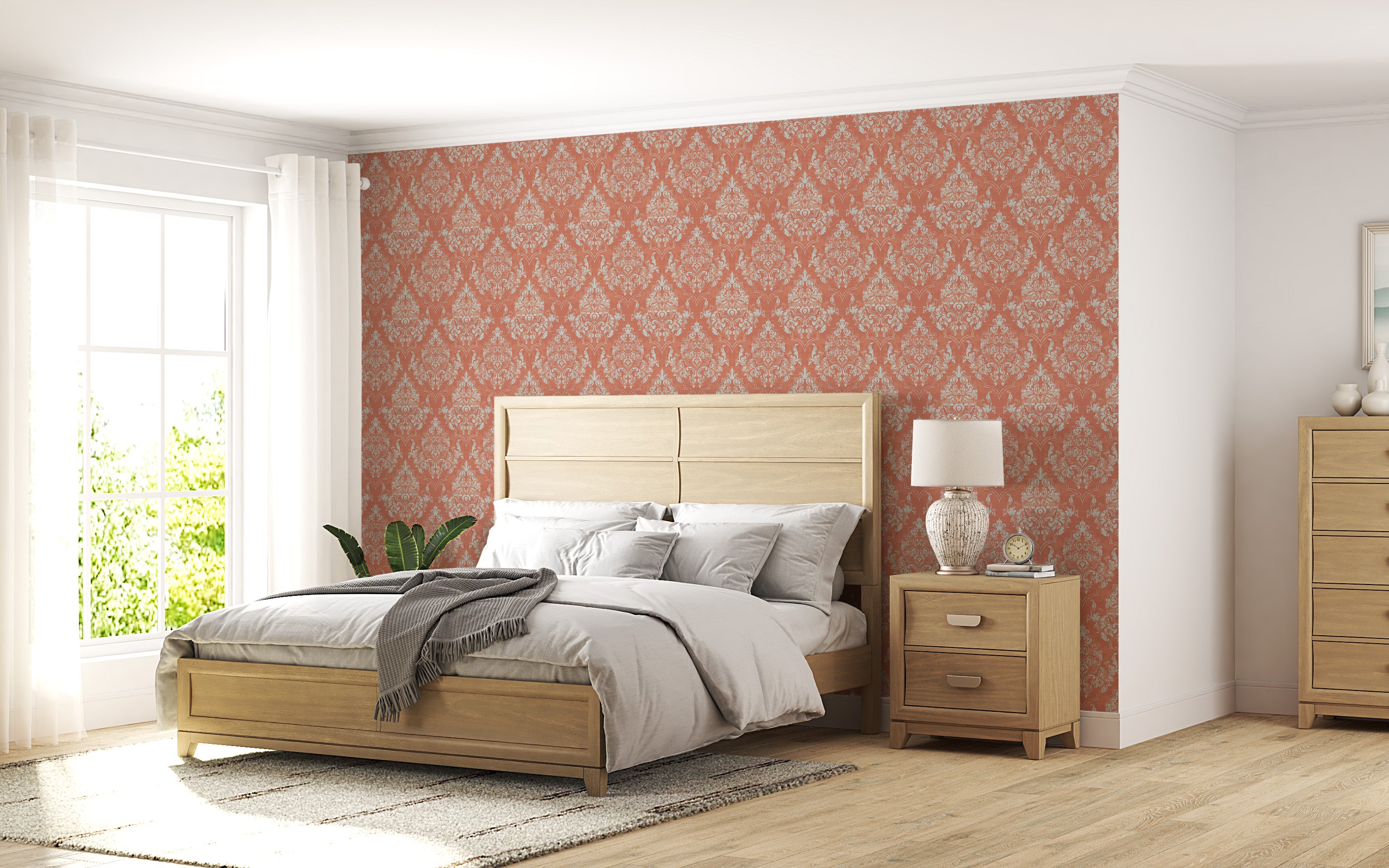 Papel pintado vinílico adhesivo Wallplas Alicante naranja