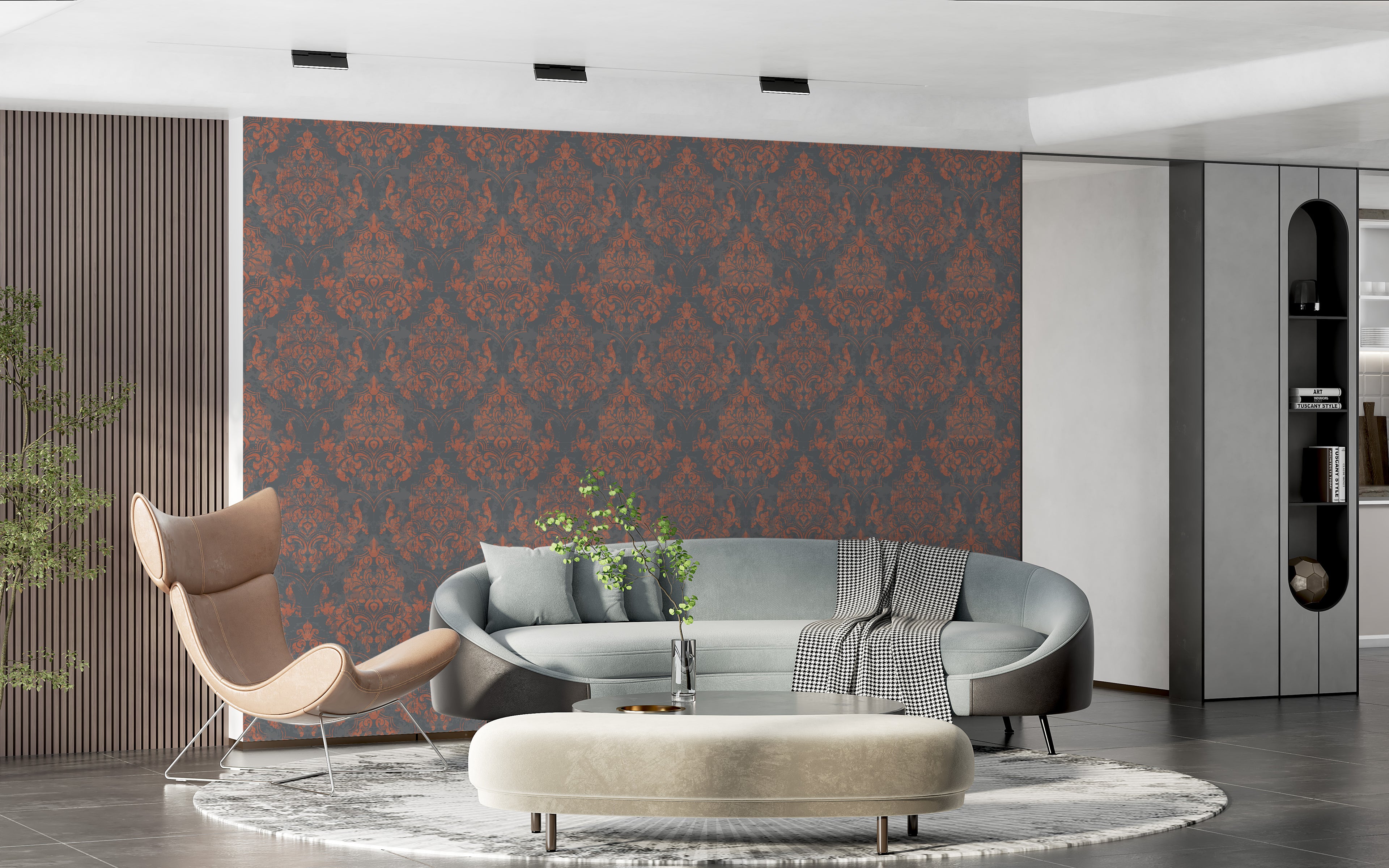 Papel pintado vinílico adhesivo Wallplas Alicante gris