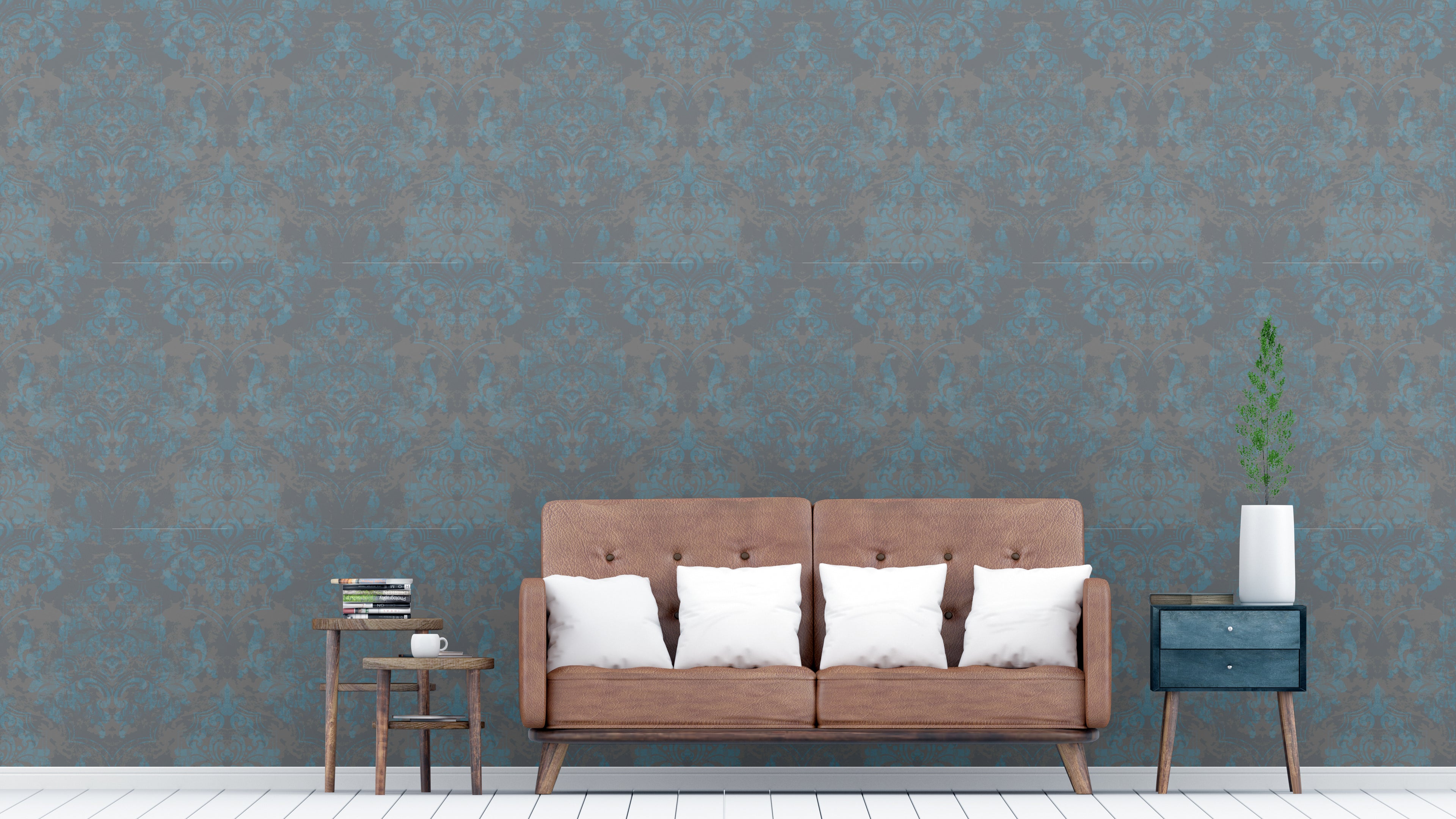 Papel pintado vinílico adhesivo Wallplas Alicante gris