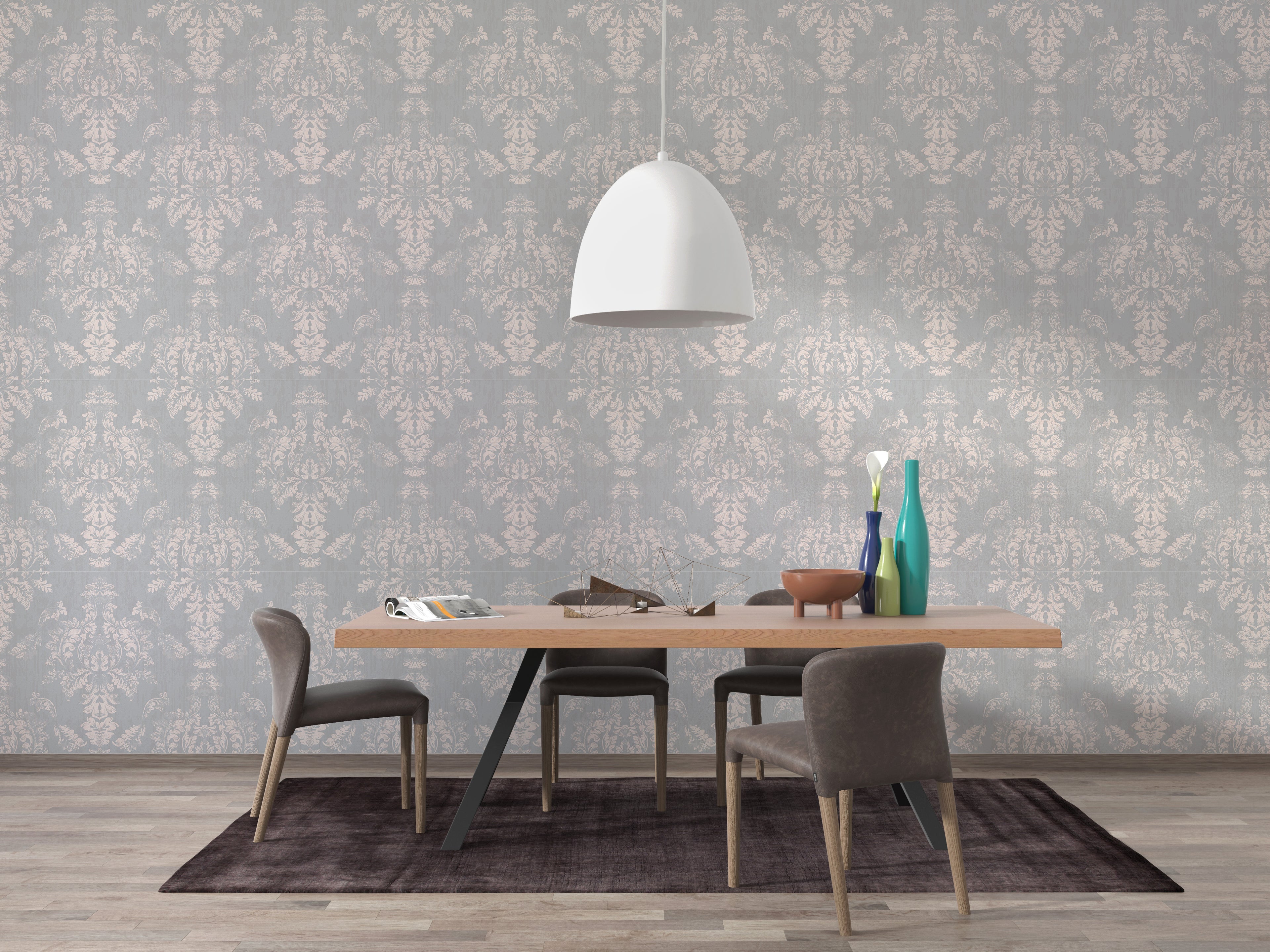 Papel pintado vinílico adhesivo Wallplas Vintage gris
