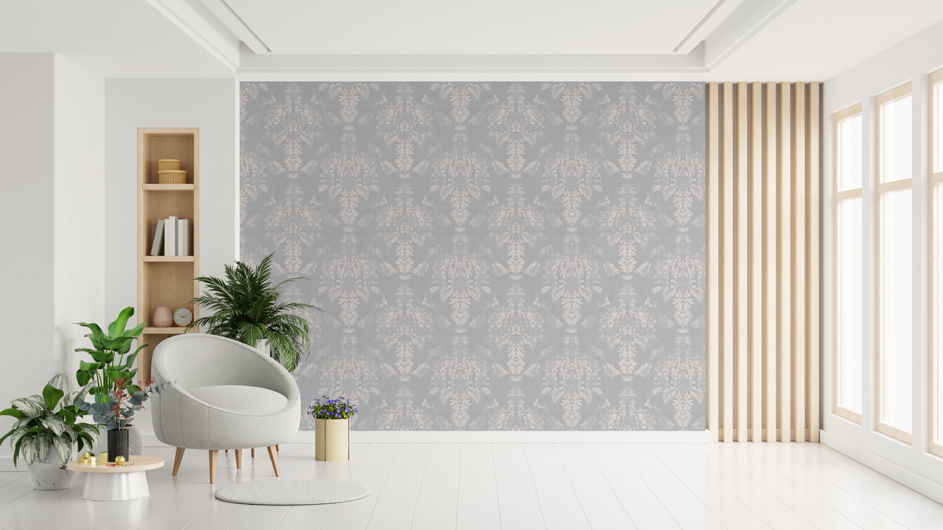 Papel pintado vinílico adhesivo Wallplas Vintage gris