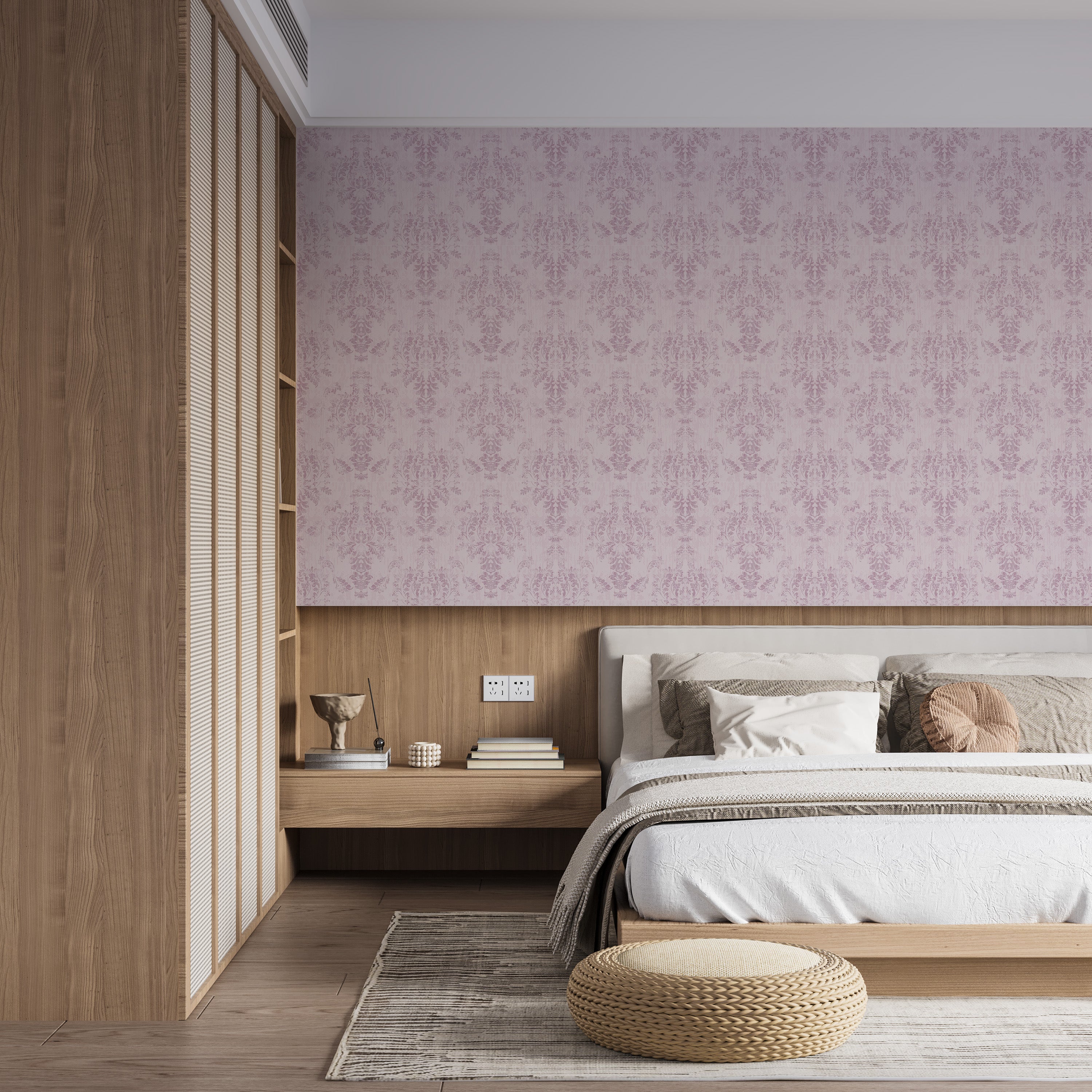 Papel pintado vinílico adhesivo Wallplas Vintage Violeta