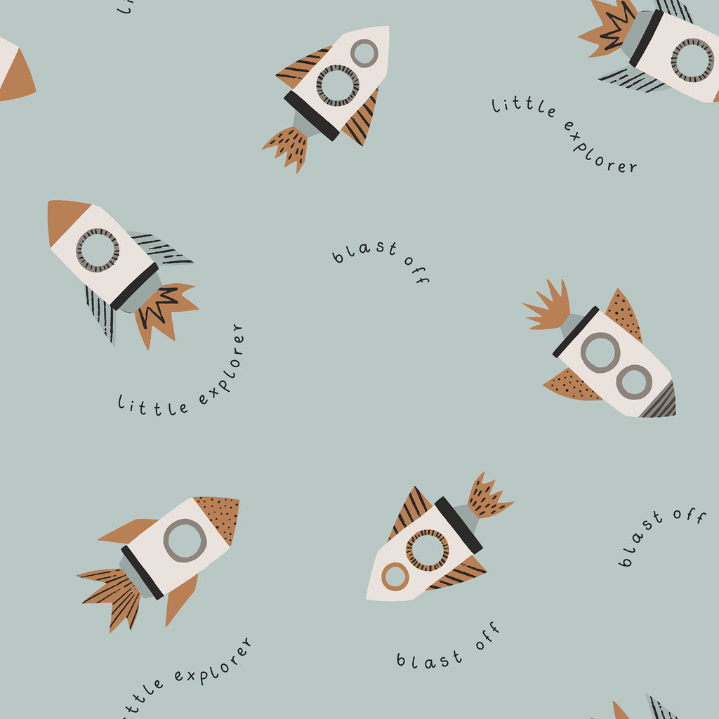 Papel pintado vinílico adhesivo Wallplas infantil Cohetes