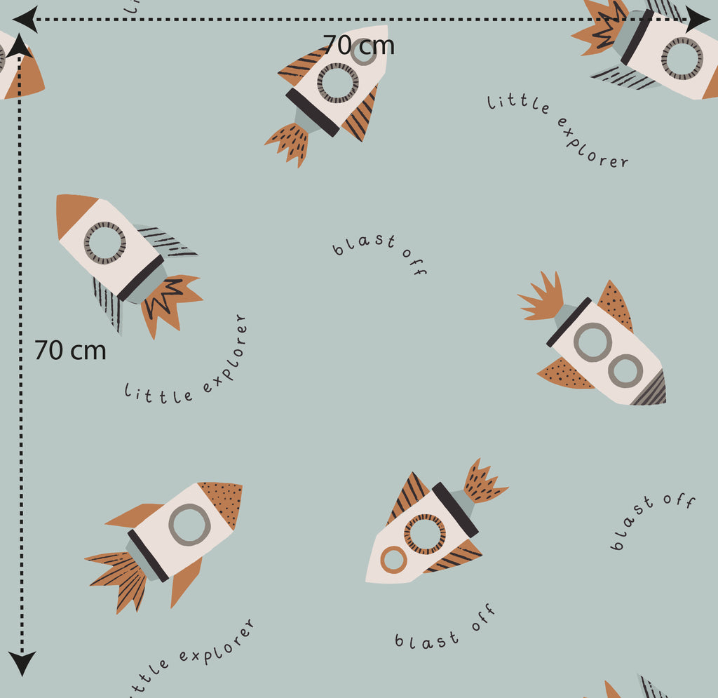 Papel pintado vinílico adhesivo Wallplas infantil Cohetes
