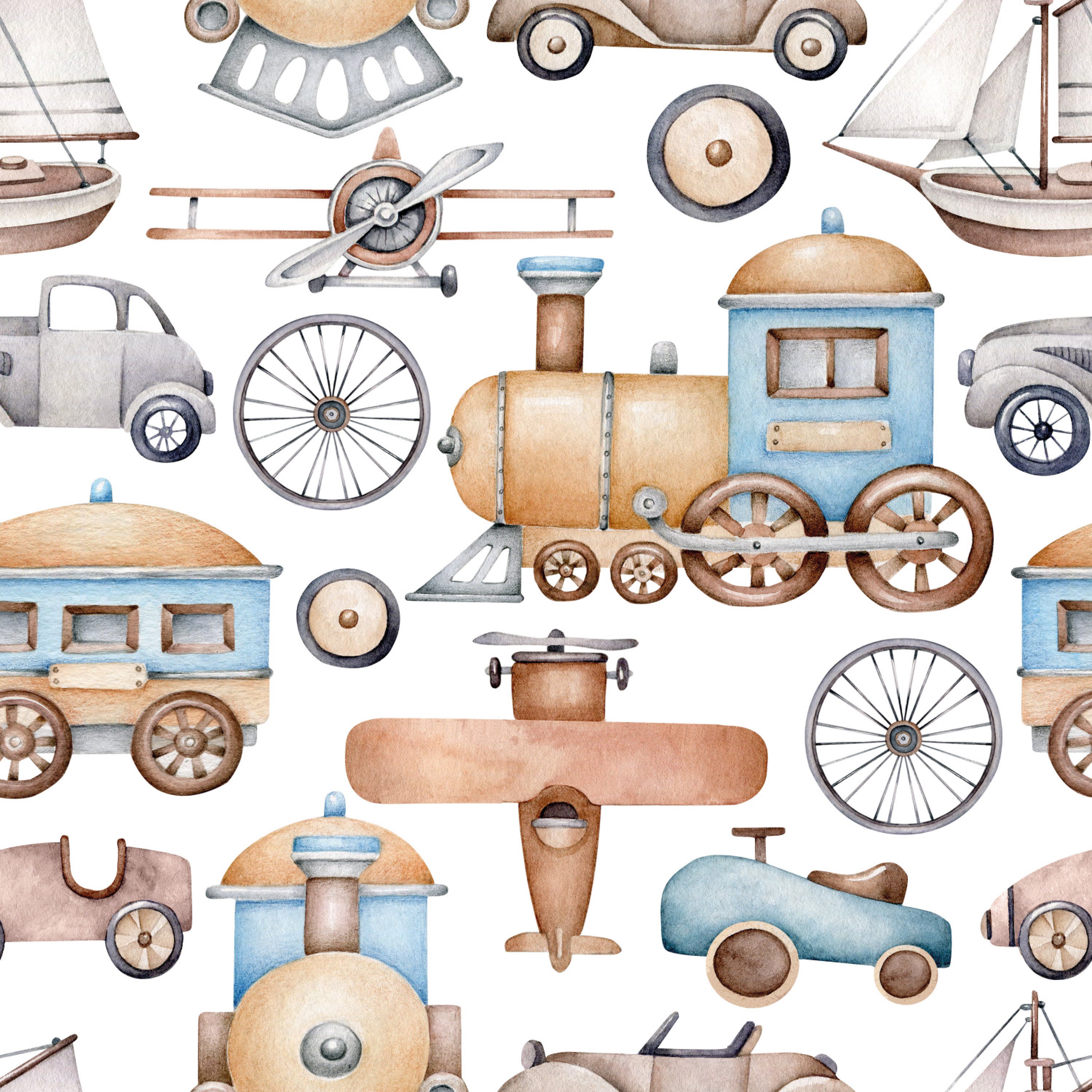 Papel pintado vinílico adhesivo infantil Wallplas Transporte