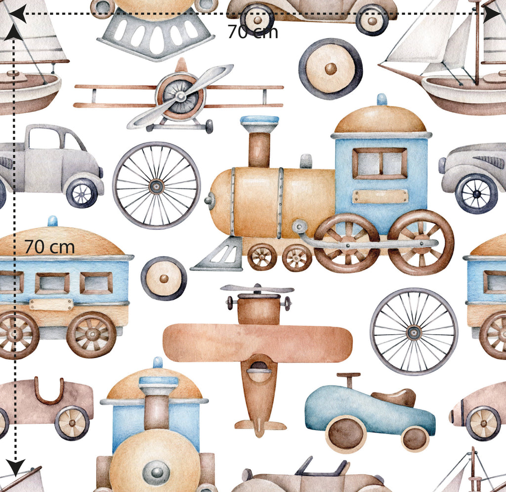 Papel pintado vinílico adhesivo infantil Wallplas Transporte