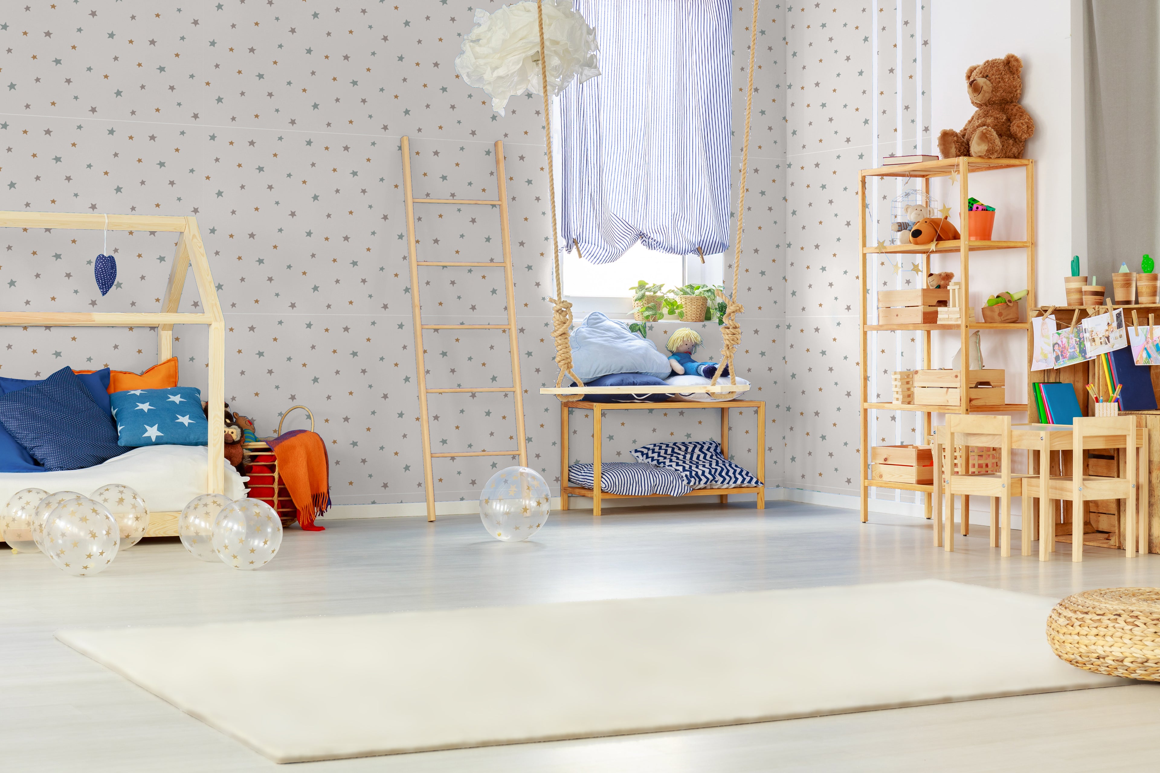 Papel pintado vinílico adhesivo infnatil Wallplas Estrellas