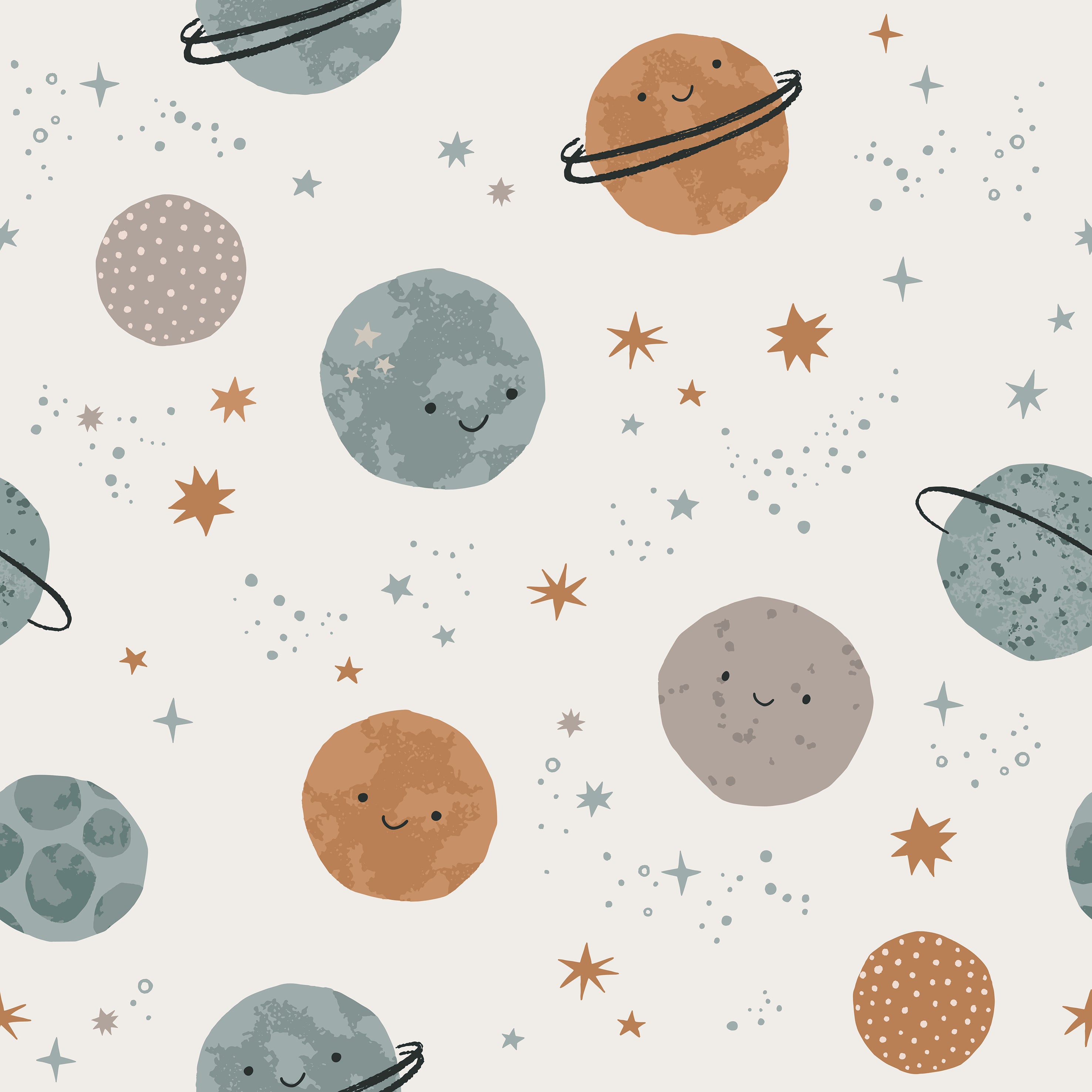 Papel pintado vinílico adhesivo infantil Wallplas Planetas