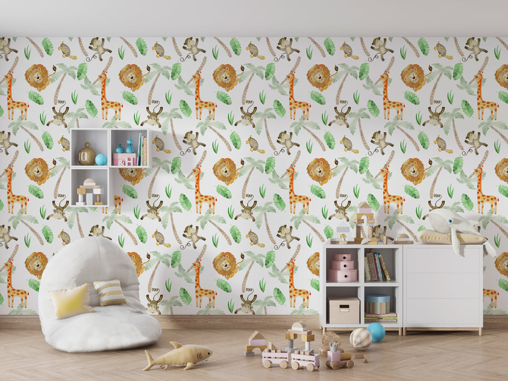 Papel pintado vinílico adhesivo infantil Wallplas Africa