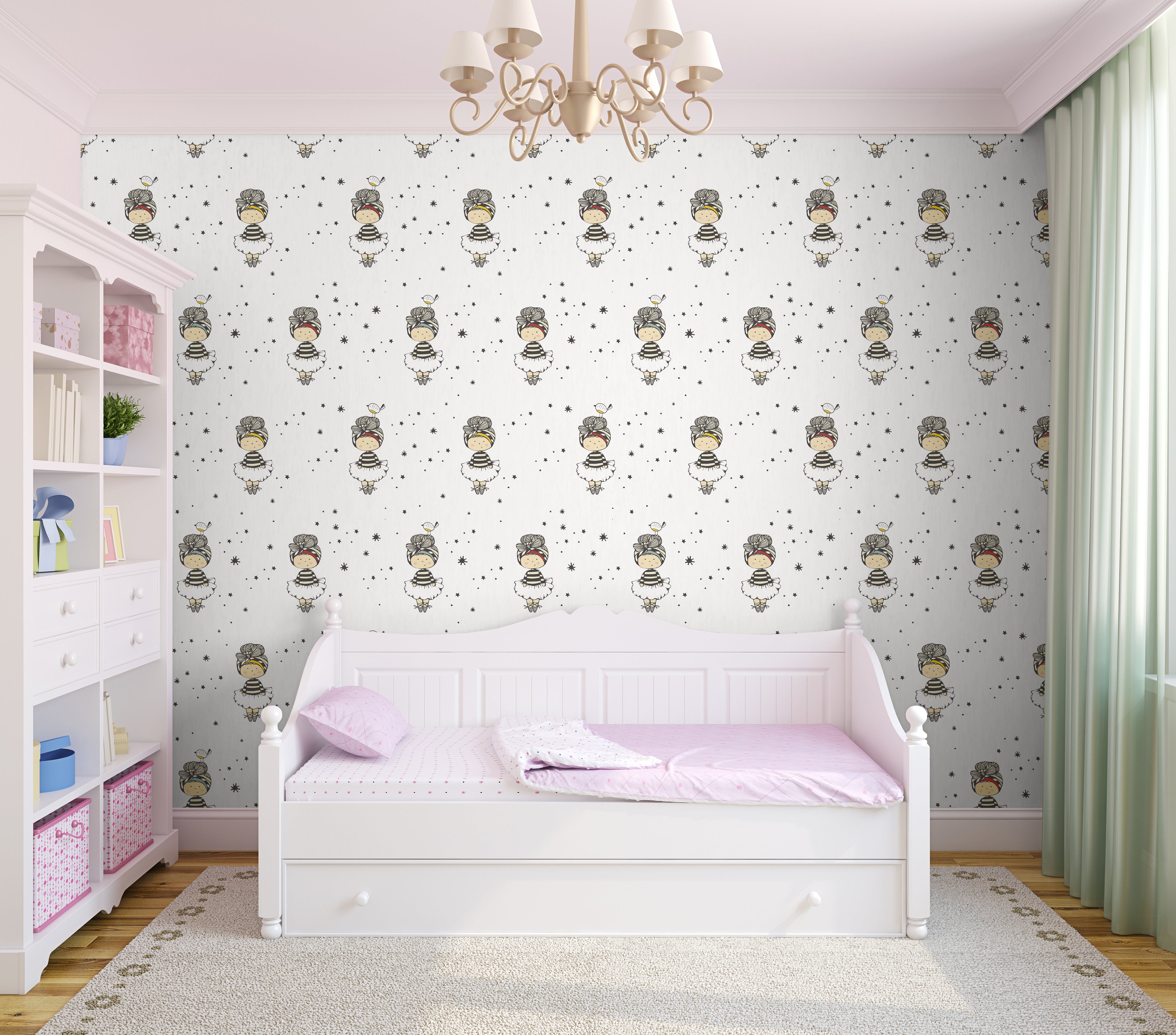 Papel pintado vinílico adhesivo Wallplas infantil Bailarina